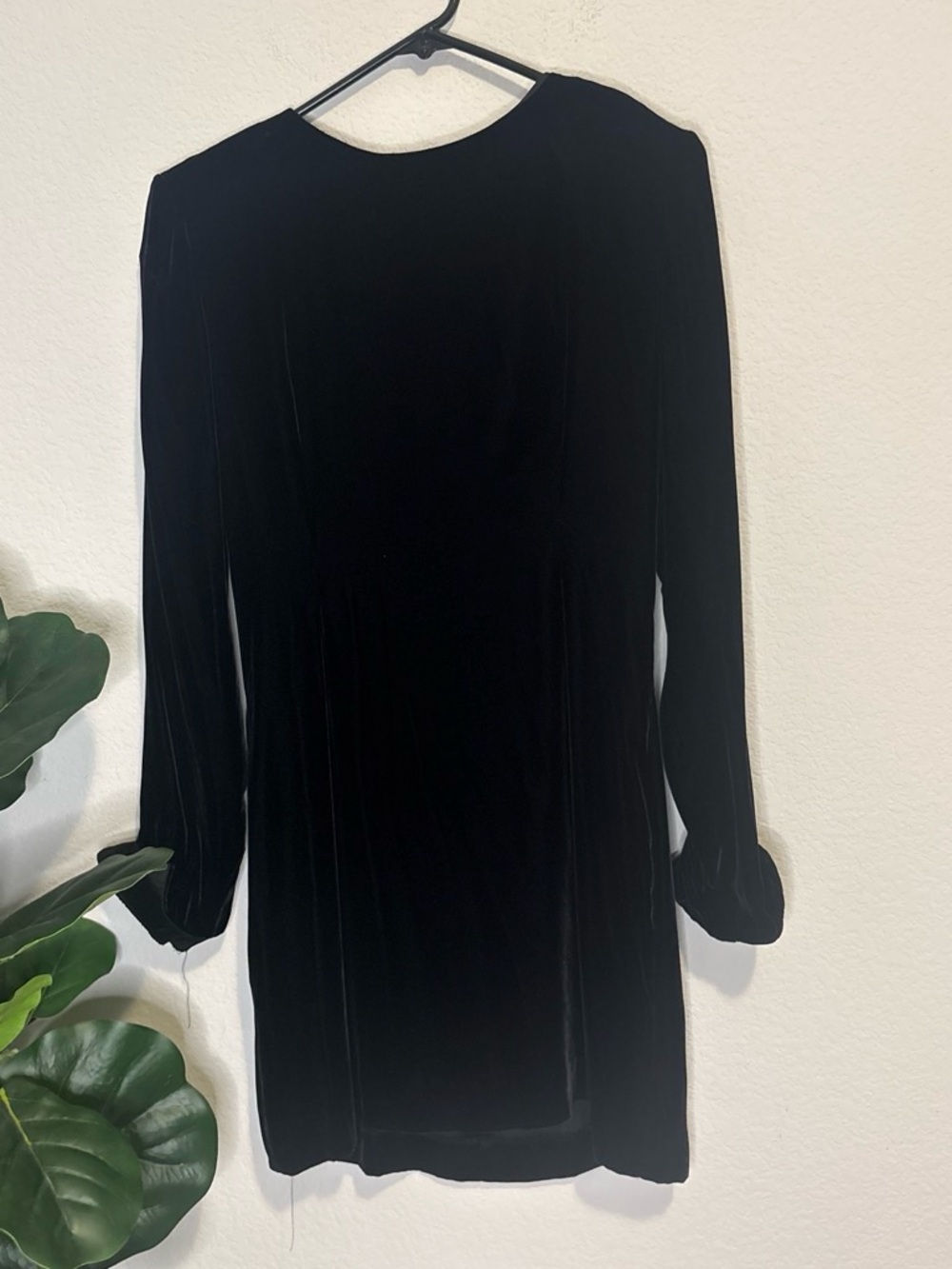 Vintage Elizabeth Wayman New York Black Velvet Long Sleeve Women's Dress
